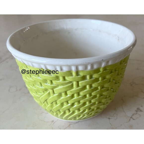 Haeger USA Off White and Green Ceramic Flower Planter Pot - Picture 1 of 5